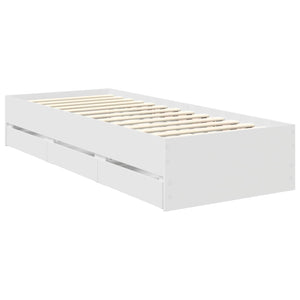 vidaXL Bed Frame with Drawers White 75 x 190 cm Engineered Wood