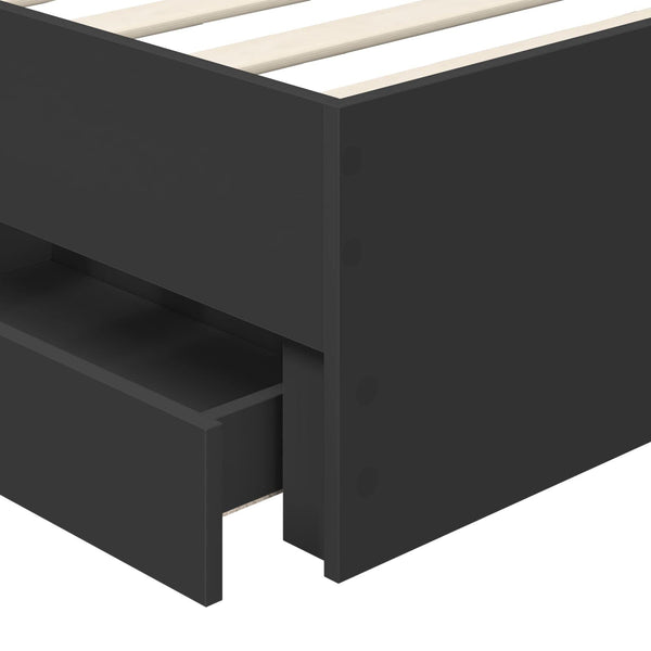 vidaXL Bed Frame with Drawers Black 75 x 190 cm Engineered Wood