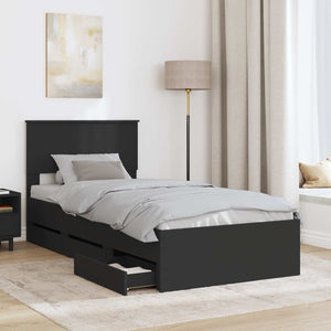 vidaXL Bed Frame with Drawers Black 75 x 190 cm Engineered Wood