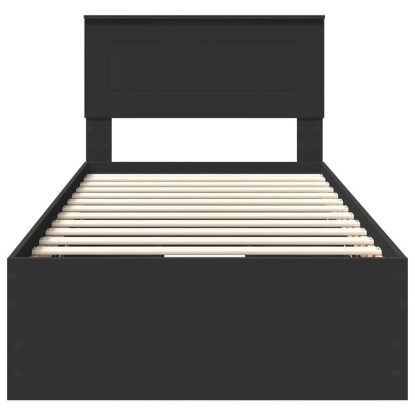 vidaXL Bed Frame with Drawers Black 75 x 190 cm Engineered Wood