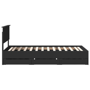 vidaXL Bed Frame with Drawers Black 75 x 190 cm Engineered Wood