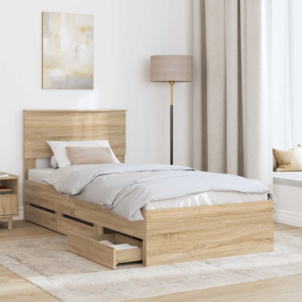 vidaXL Bed Frame Sonoma Oak 75 x 190 cm Engineered Wood