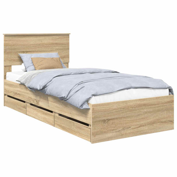 vidaXL Bed Frame Sonoma Oak 75 x 190 cm Engineered Wood