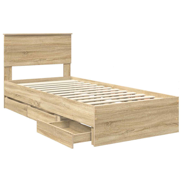 vidaXL Bed Frame Sonoma Oak 75 x 190 cm Engineered Wood