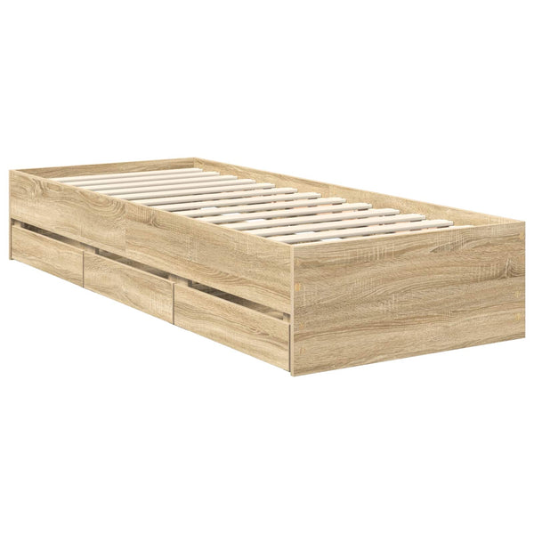 vidaXL Bed Frame Sonoma Oak 75 x 190 cm Engineered Wood