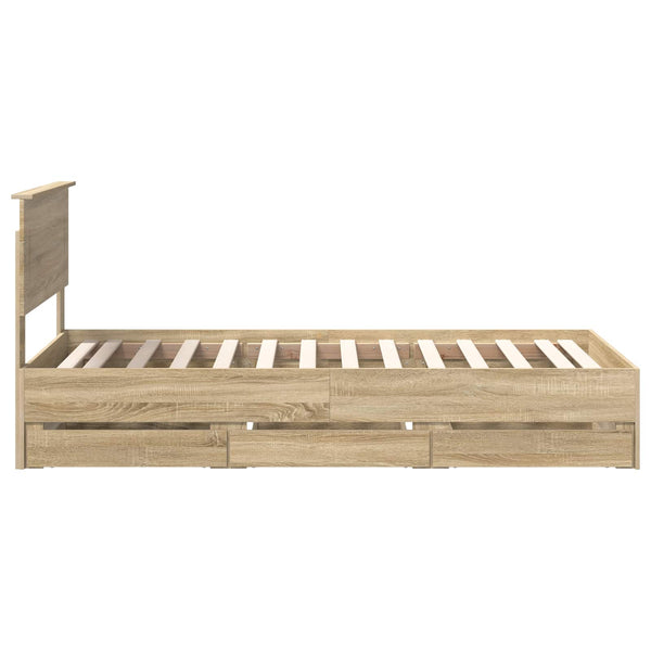 vidaXL Bed Frame Sonoma Oak 75 x 190 cm Engineered Wood