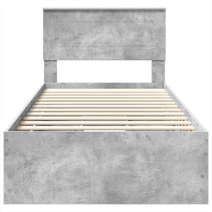 vidaXL Bed Frame with Headboard Concrete Grey 75 x 190 cm Engineered Wood