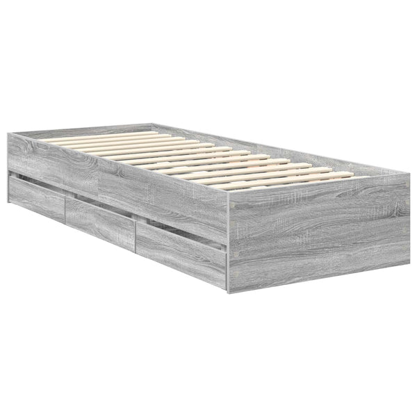 vidaXL Bed Frame Sonoma Grey 75 x 190 cm Engineered Wood