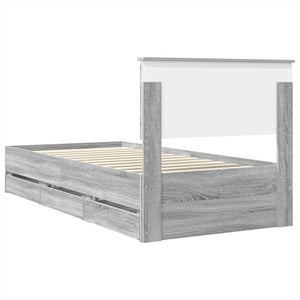 vidaXL Bed Frame Sonoma Grey 75 x 190 cm Engineered Wood