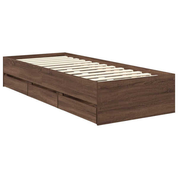 vidaXL Bed Frame Brown Oak Look 75 x 190 cm Engineered Wood