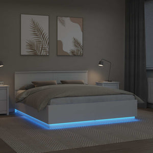 vidaXL Bed Frame with LED Strips White 200 x 200 cm Engineered Wood