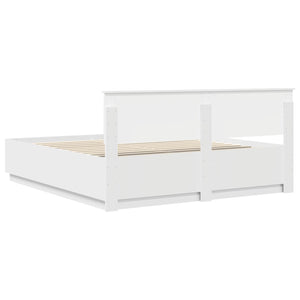 vidaXL Bed Frame with LED Strips White 200 x 200 cm Engineered Wood