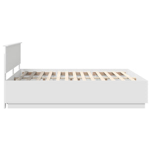vidaXL Bed Frame with LED Strips White 200 x 200 cm Engineered Wood
