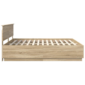 vidaXL Bed Frame with Headboard Sonoma Oak 200 x 200 cm Engineered Wood