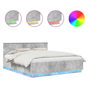 vidaXL Bed Frame with Headboard Concrete Grey 200 x 200 cm Engineered Wood