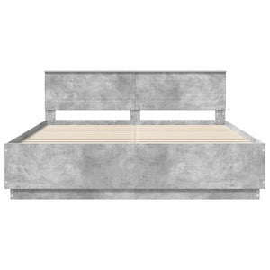 vidaXL Bed Frame with Headboard Concrete Grey 200 x 200 cm Engineered Wood