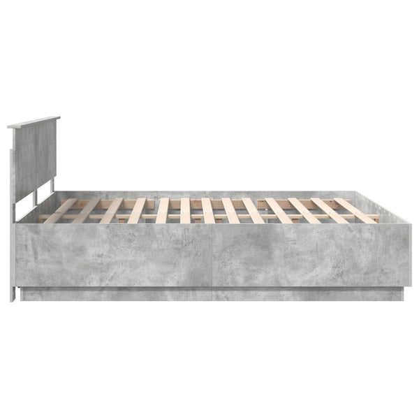 vidaXL Bed Frame with Headboard Concrete Grey 200 x 200 cm Engineered Wood