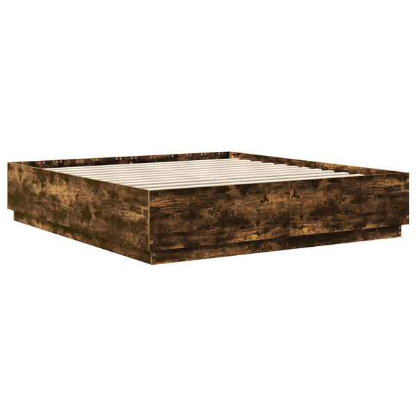 vidaXL Bed Frame Smoked Oak 200 x 200 cm Engineered Wood