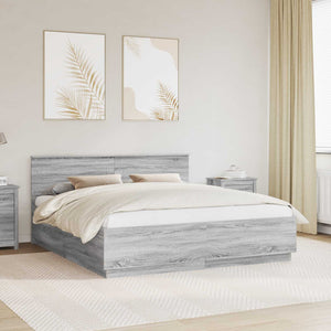 vidaXL Bed Frame Sonoma Grey 200 x 200 cm Engineered Wood