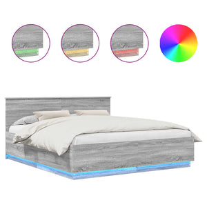 vidaXL Bed Frame Sonoma Grey 200 x 200 cm Engineered Wood