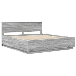 vidaXL Bed Frame Sonoma Grey 200 x 200 cm Engineered Wood
