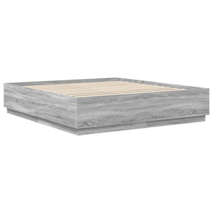 vidaXL Bed Frame Sonoma Grey 200 x 200 cm Engineered Wood