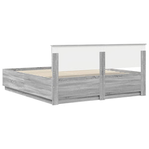 vidaXL Bed Frame Sonoma Grey 200 x 200 cm Engineered Wood
