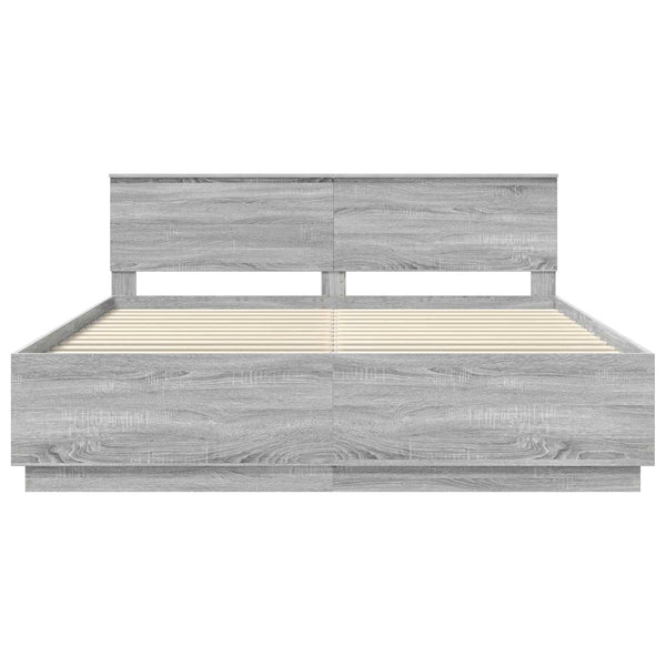 vidaXL Bed Frame Sonoma Grey 200 x 200 cm Engineered Wood