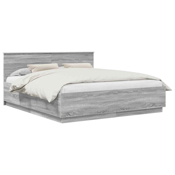 vidaXL Bed Frame Sonoma Grey 200 x 200 cm Engineered Wood