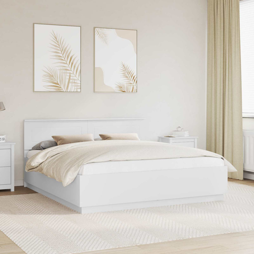 vidaXL Bed Frame with LED Strips White 180 x 200 cm Engineered Wood