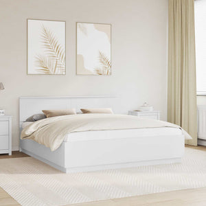 vidaXL Bed Frame with LED Strips White 180 x 200 cm Engineered Wood