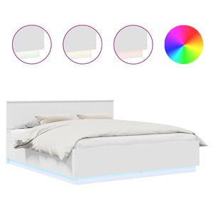 vidaXL Bed Frame with LED Strips White 180 x 200 cm Engineered Wood