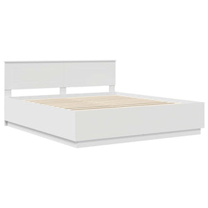 vidaXL Bed Frame with LED Strips White 180 x 200 cm Engineered Wood