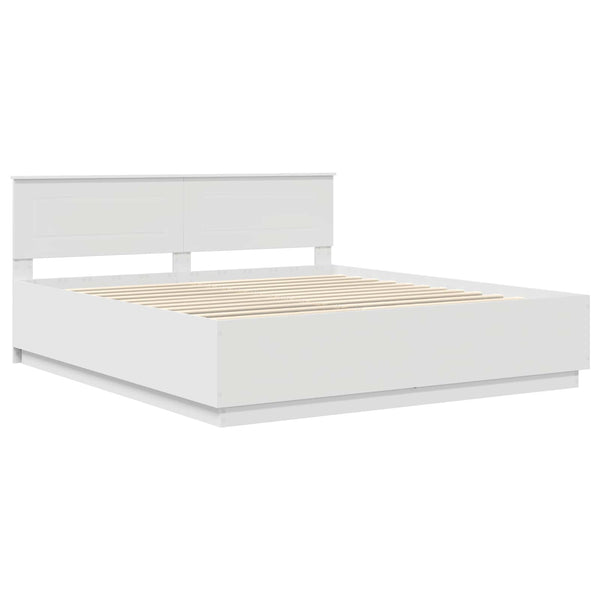 vidaXL Bed Frame with LED Strips White 180 x 200 cm Engineered Wood