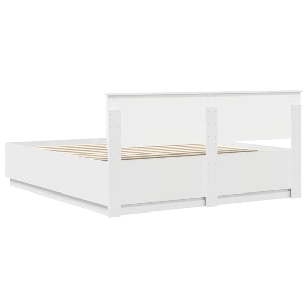 vidaXL Bed Frame with LED Strips White 180 x 200 cm Engineered Wood