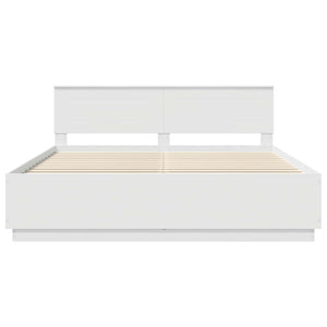 vidaXL Bed Frame with LED Strips White 180 x 200 cm Engineered Wood