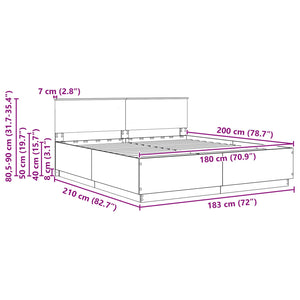 vidaXL Bed Frame with LED Strips White 180 x 200 cm Engineered Wood