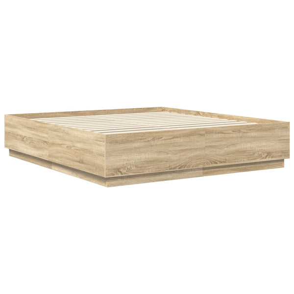 vidaXL Bed Frame with Headboard Sonoma Oak 180 x 200 cm Engineered Wood