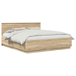 vidaXL Bed Frame with Headboard Sonoma Oak 180 x 200 cm Engineered Wood