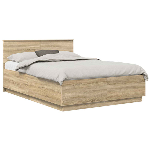 vidaXL Bed Frame with Headboard Sonoma Oak 160 x 200 cm Engineered Wood