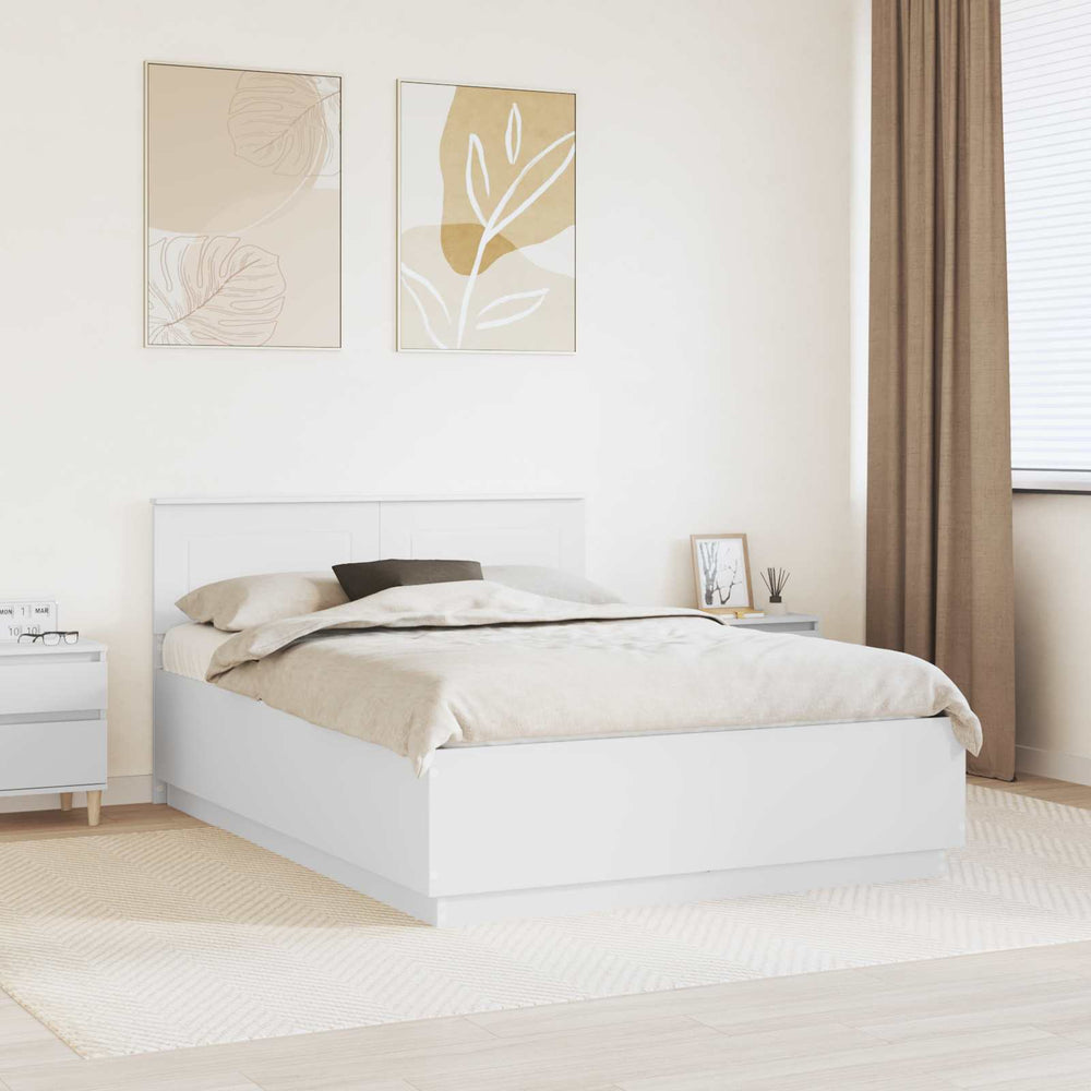 vidaXL Bed Frame with LED Strips White 150 x 200 cm Engineered Wood