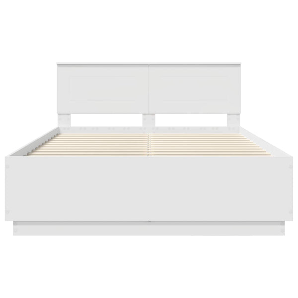 vidaXL Bed Frame with LED Strips White 150 x 200 cm Engineered Wood