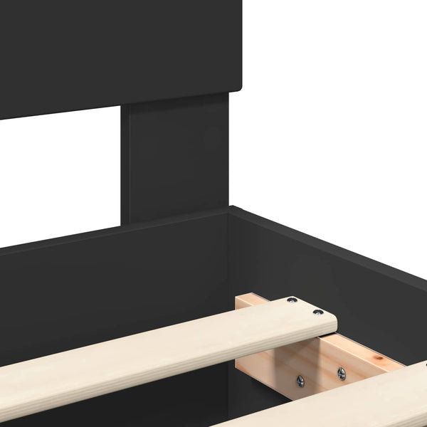 vidaXL Bed Frame with Headboard Black 150 x 200 cm Engineered Wood