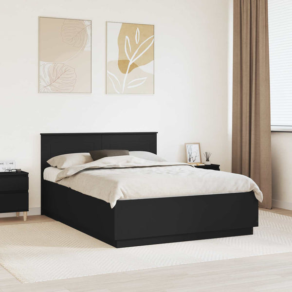 vidaXL Bed Frame with Headboard Black 150 x 200 cm Engineered Wood