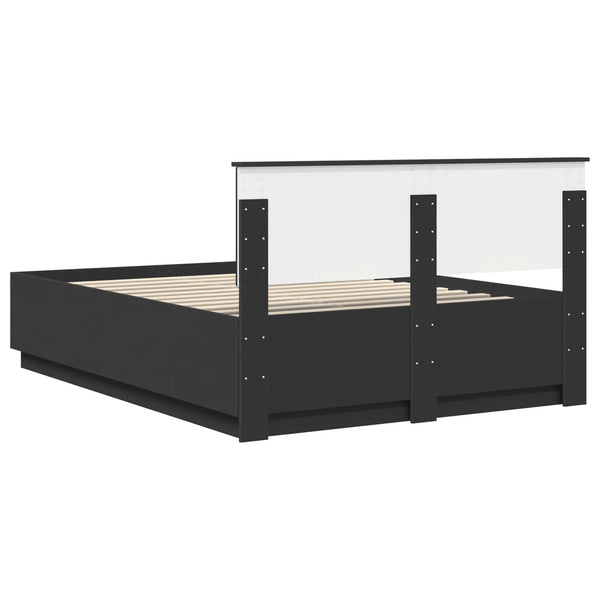 vidaXL Bed Frame with Headboard Black 150 x 200 cm Engineered Wood