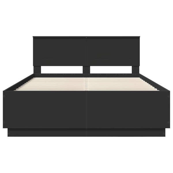 vidaXL Bed Frame with Headboard Black 150 x 200 cm Engineered Wood