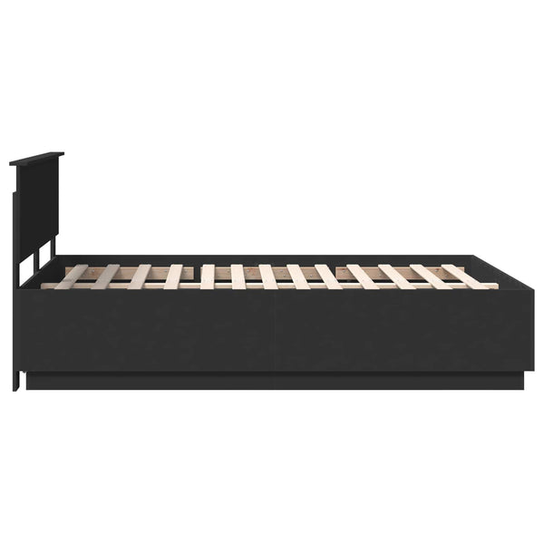 vidaXL Bed Frame with Headboard Black 150 x 200 cm Engineered Wood