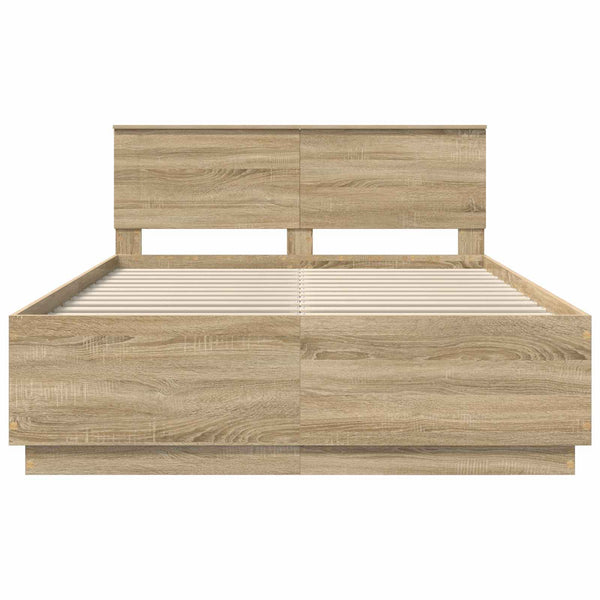 vidaXL Bed Frame with Headboard Sonoma Oak 150 x 200 cm Engineered Wood