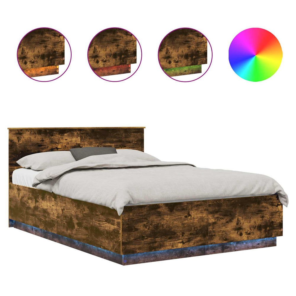 vidaXL Bed Frame Smoked Oak 150 x 200 cm Engineered Wood