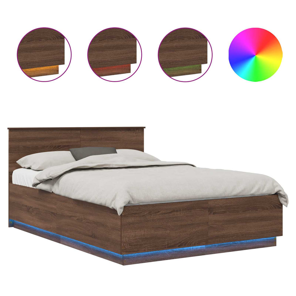 vidaXL Bed Frame Brown Oak Look 150 x 200 cm Engineered Wood